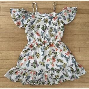 Splendid Girls Floral Dress White Boho Cottage Size 10 Flutter Cap Sleeve